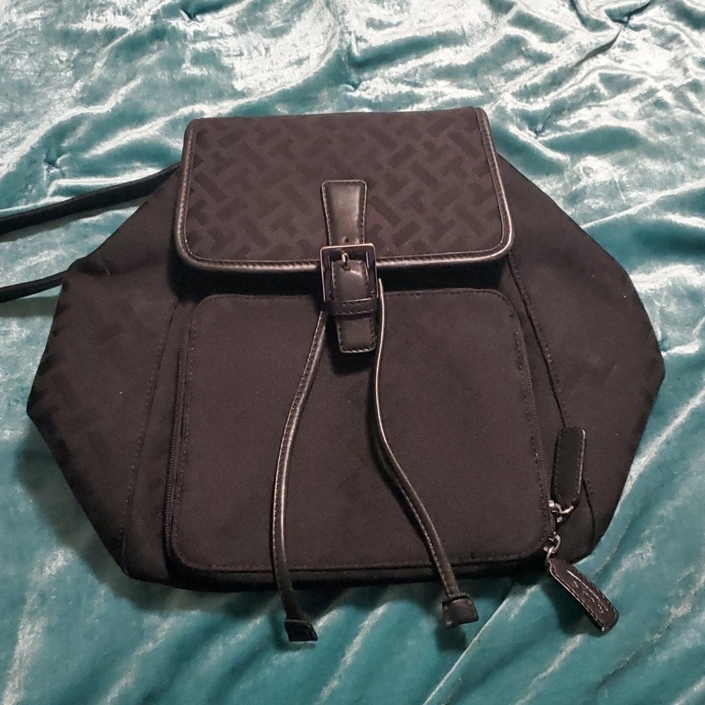 Talbots monogram black cloth backpack